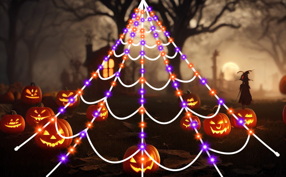 Halloween Decorations Outdoor Spiders Web Lights