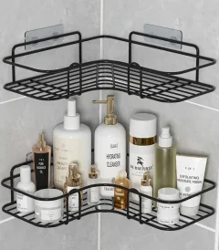 Bathroom-Shelf-Wall-Mounted-Corner-Storage-Shelves-Shampoo-Holder-Cosmetic-Rack-Iron-Shower-Drain-Basket-Bathroom